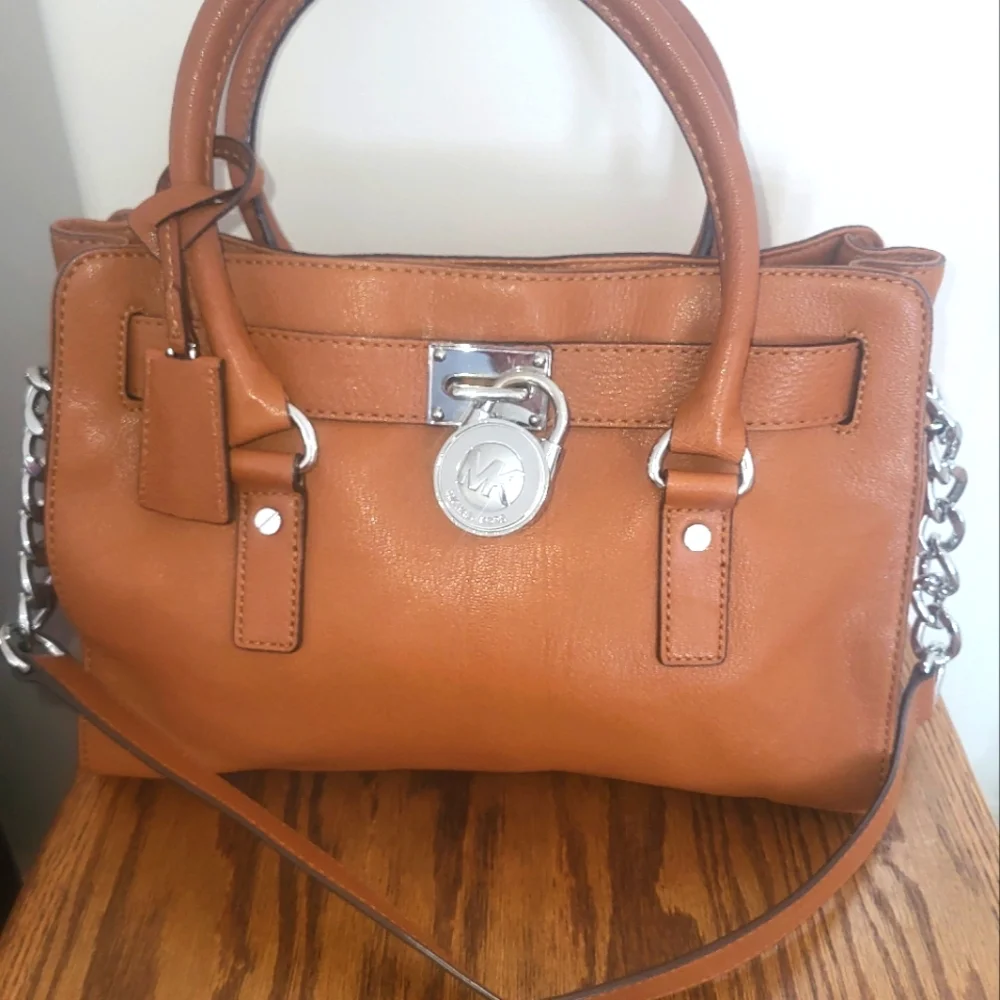 Michael Kors Leather Satchel with Silver Hardware